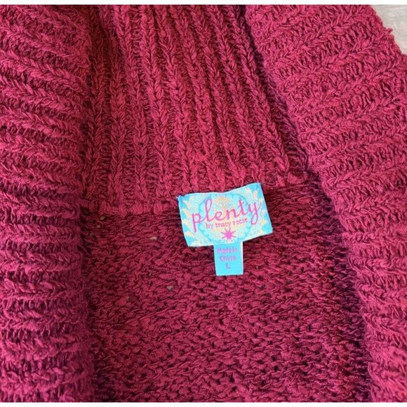 Plenty By Tracy Reese Waffle Chunky Cardigan Sweater Size L Belted Pockets Anthr - Picture 3 of 5